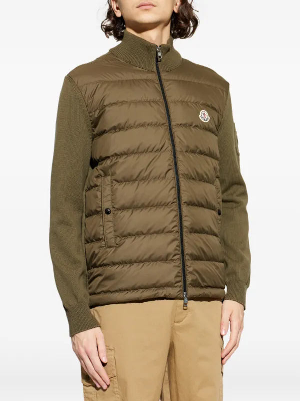 Moncler Cardigan Com Zíper e Matelassê Frontal | Verde | FARFETCH BR