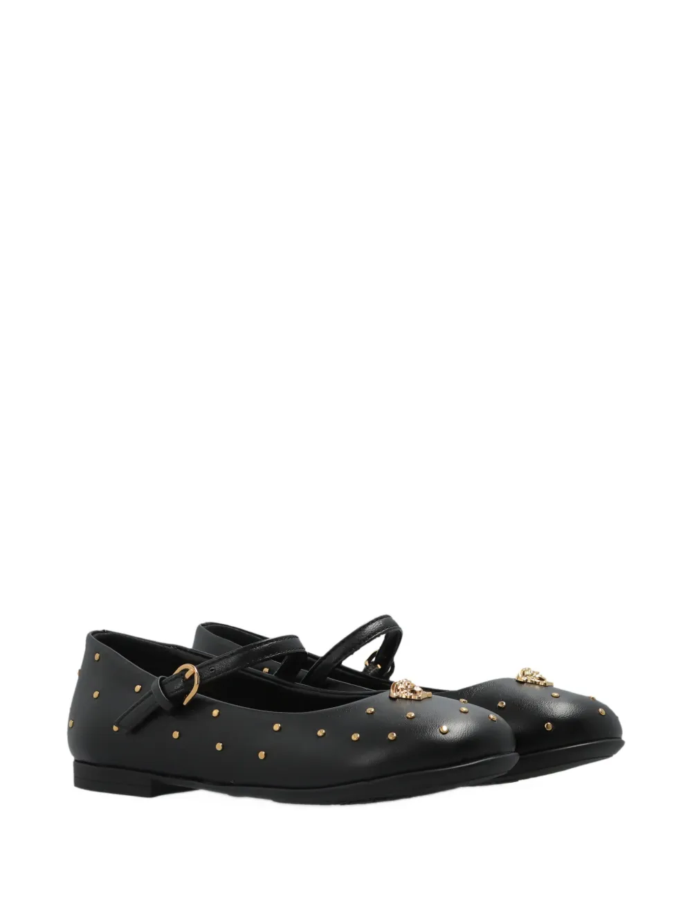 Versace Kids embellished leather shoes Zwart