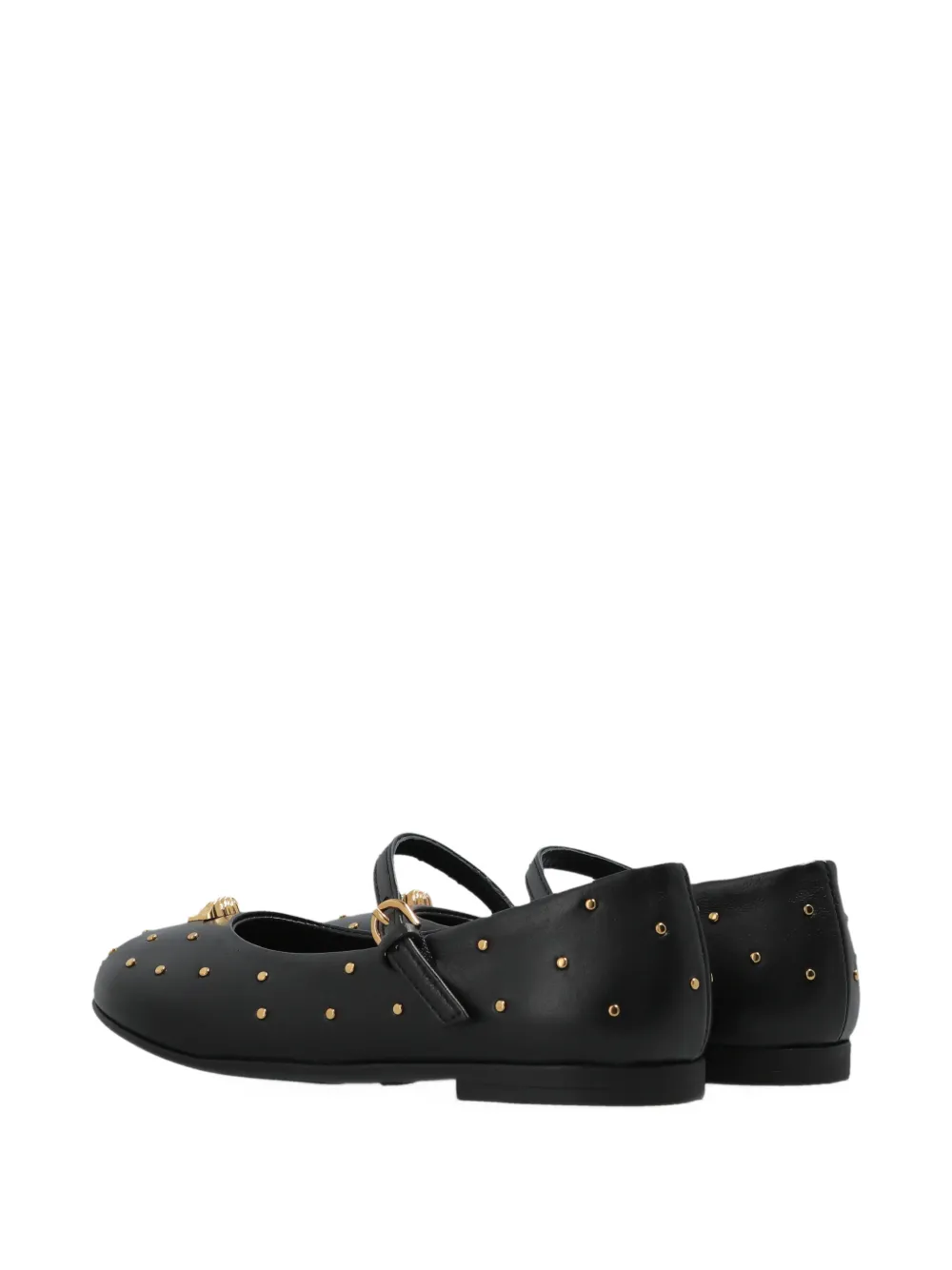 Versace Kids embellished leather shoes Zwart