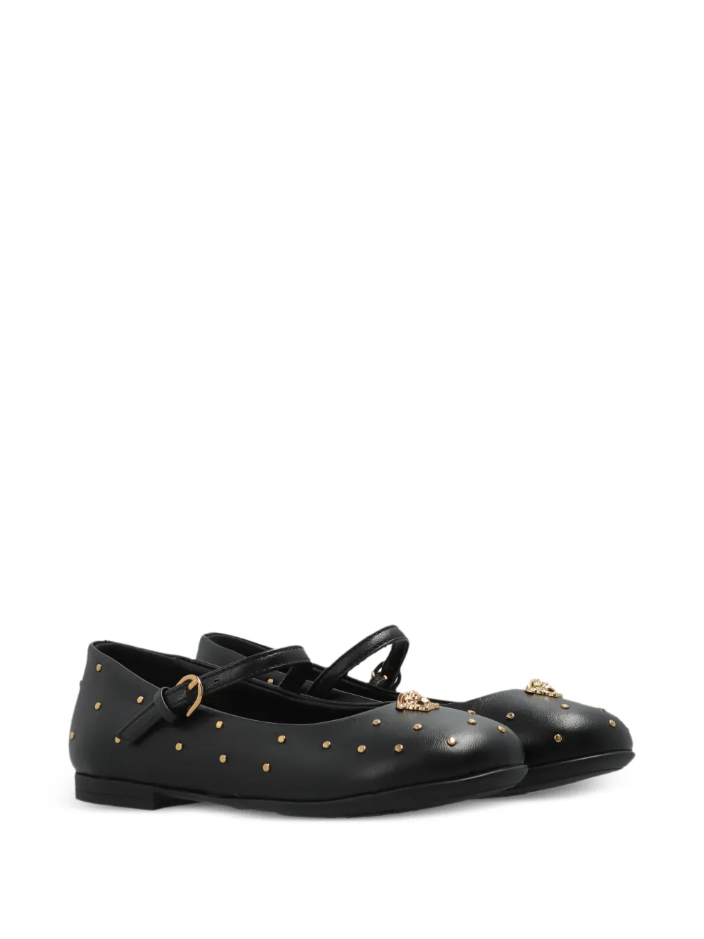 Versace Kids embellished leather shoes - Nero