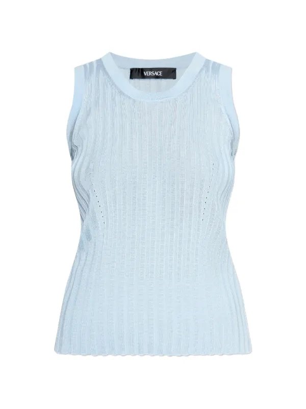 Versace Knit Tank Top in Blue