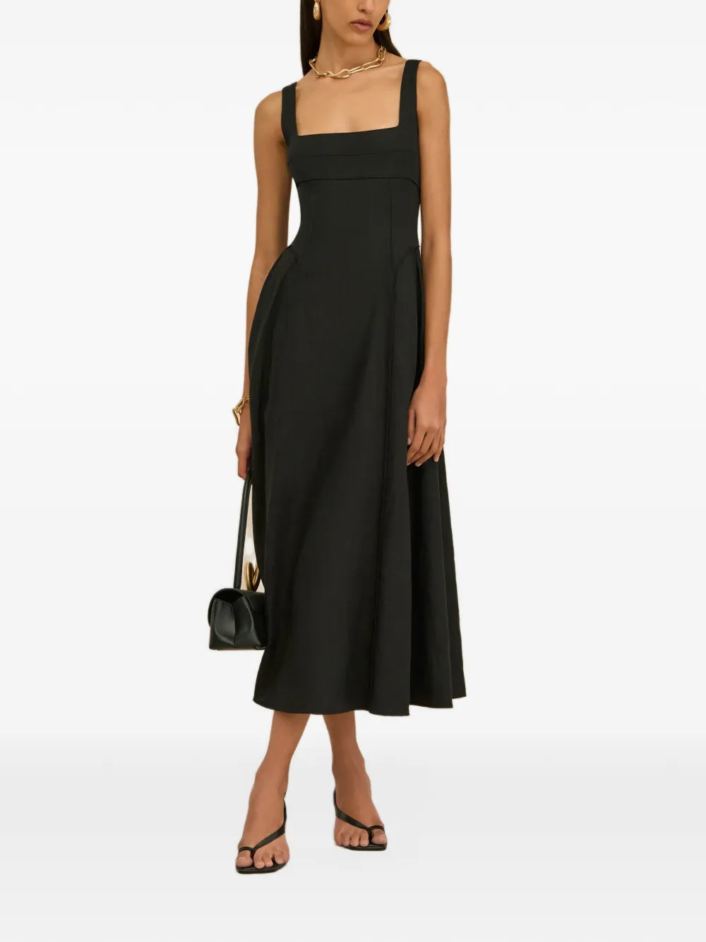 Cult Gaia buckle square-neck midi dress - Nero