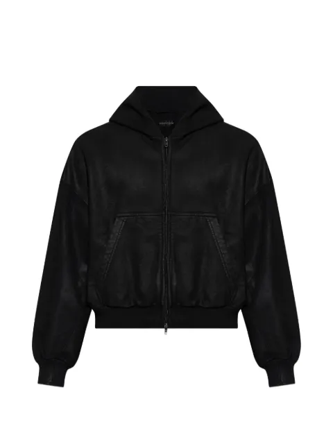 Balenciaga pull zippé en maille nervurée et capuche
