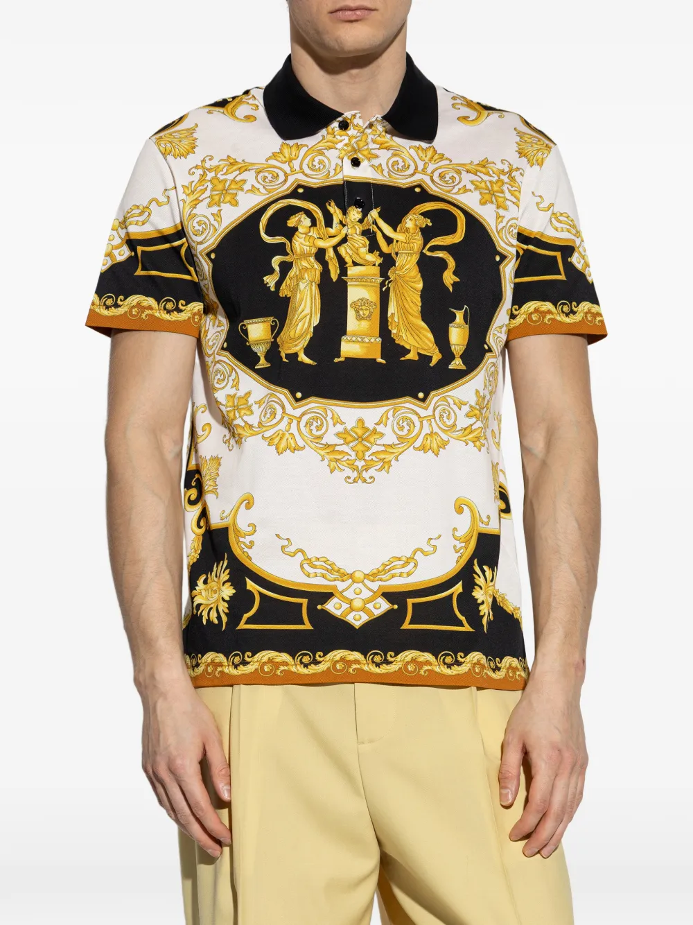  Versace Pattern Polo Shirt - White 