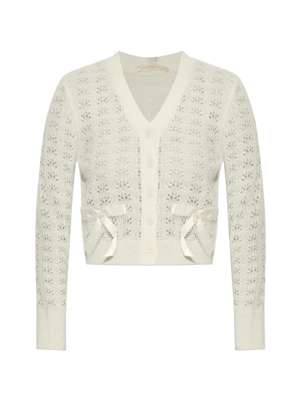 LoveShackFancy Lilly bow-appliqué cardigan - Bianco