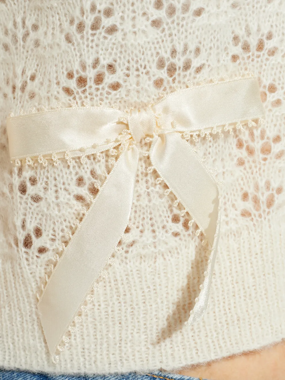 LoveShackFancy Lilly vest met strikapplicatie Wit
