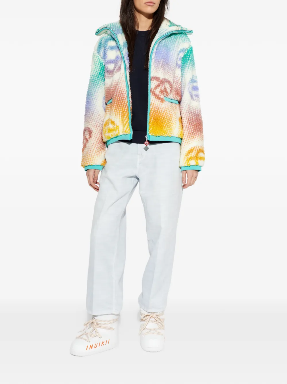  Casablanca Monogram-pattern Zip-up Jacket - White 