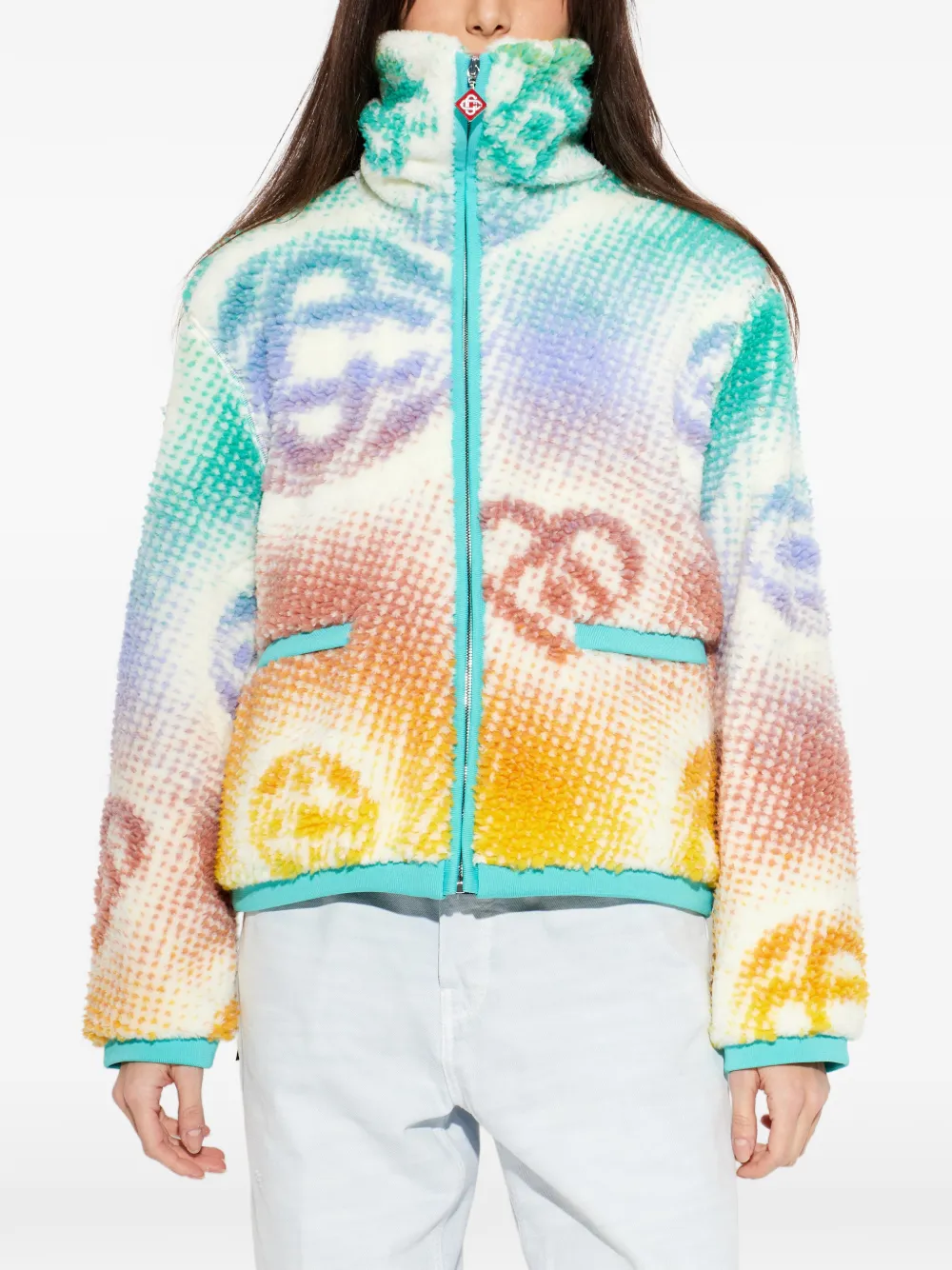  Casablanca Monogram-pattern Zip-up Jacket - White 