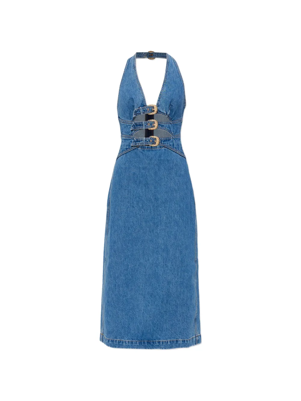 Cult Gaia halterneck cut-out buckle midi dress - Blu