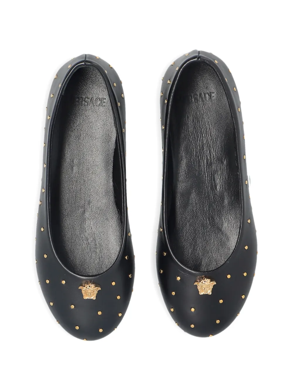 Versace Kids studded ballet flats Zwart