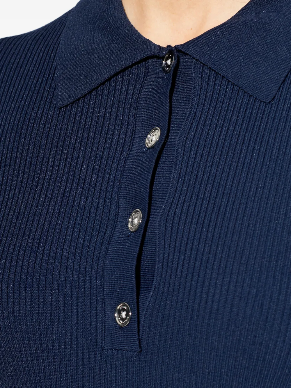 Michael Kors Geribbelde polotop met lange mouwen Blauw