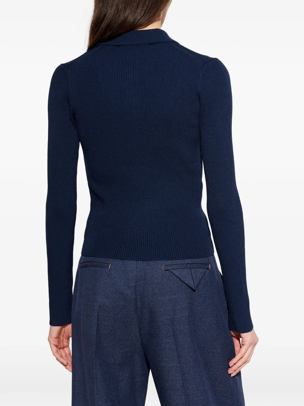 Michael Kors Geribbelde polotop met lange mouwen Blauw