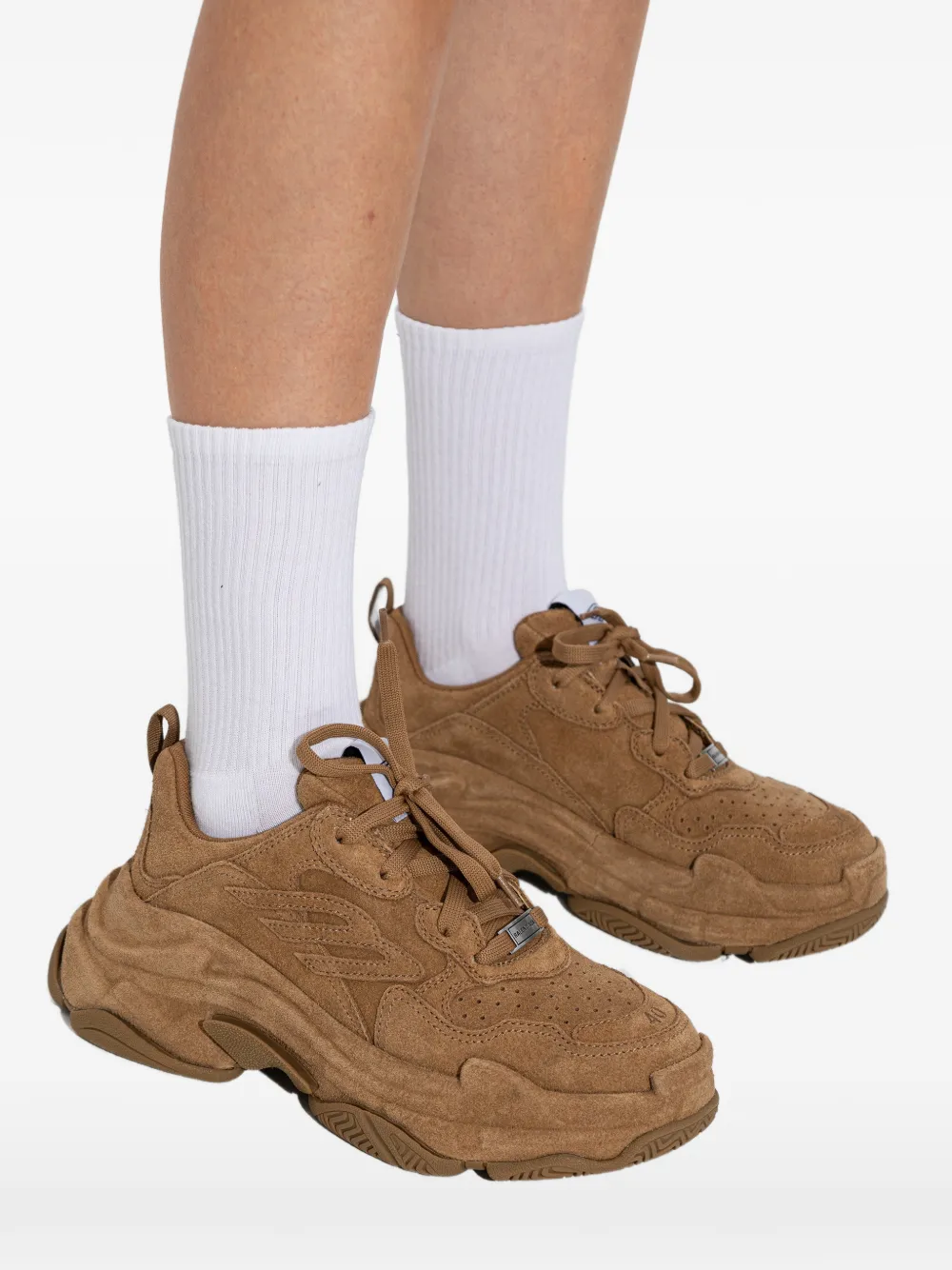 Balenciaga Triple S suède sneakers Bruin