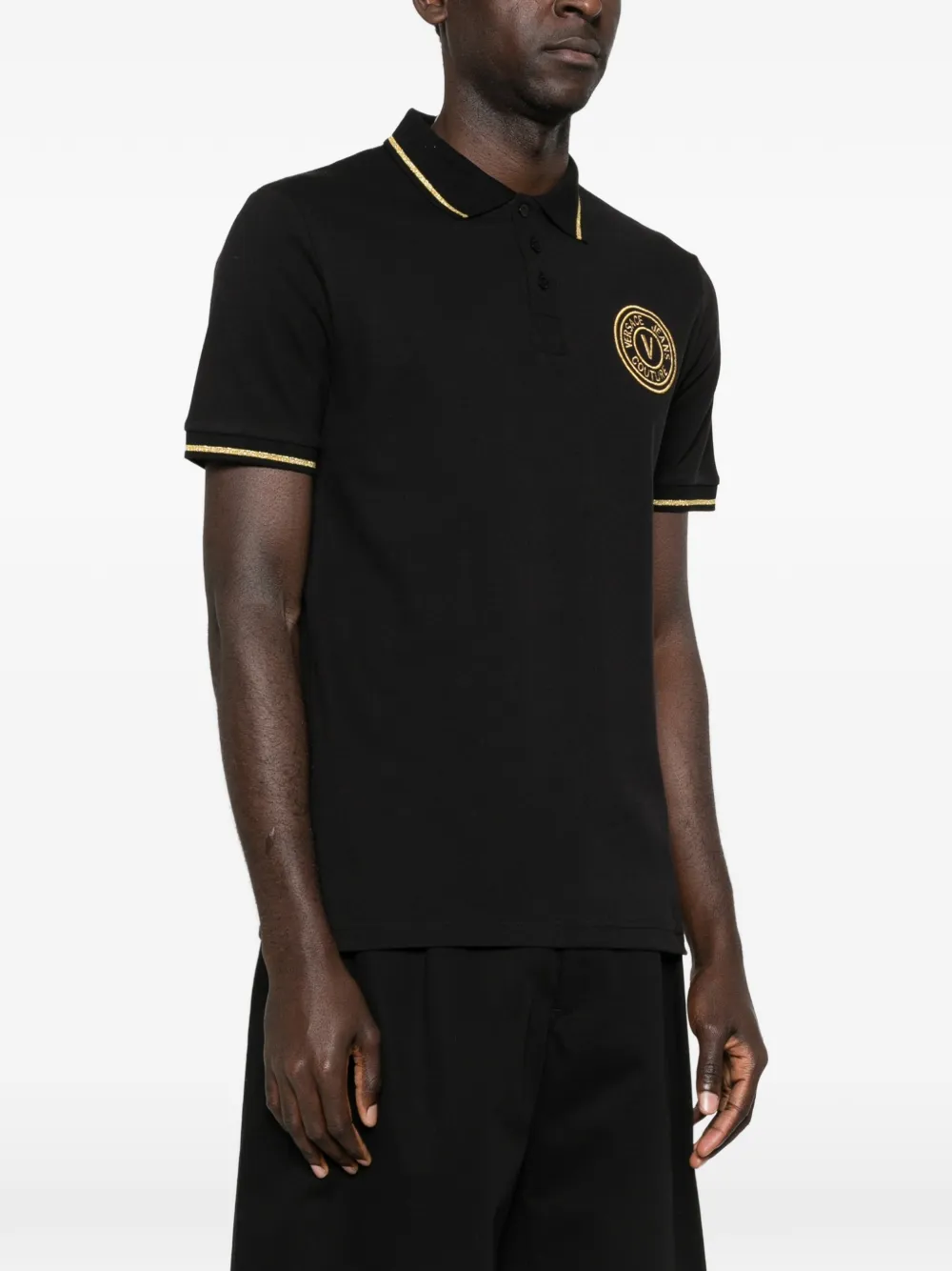Versace Jeans Couture Poloshirt met logo-applicatie Zwart
