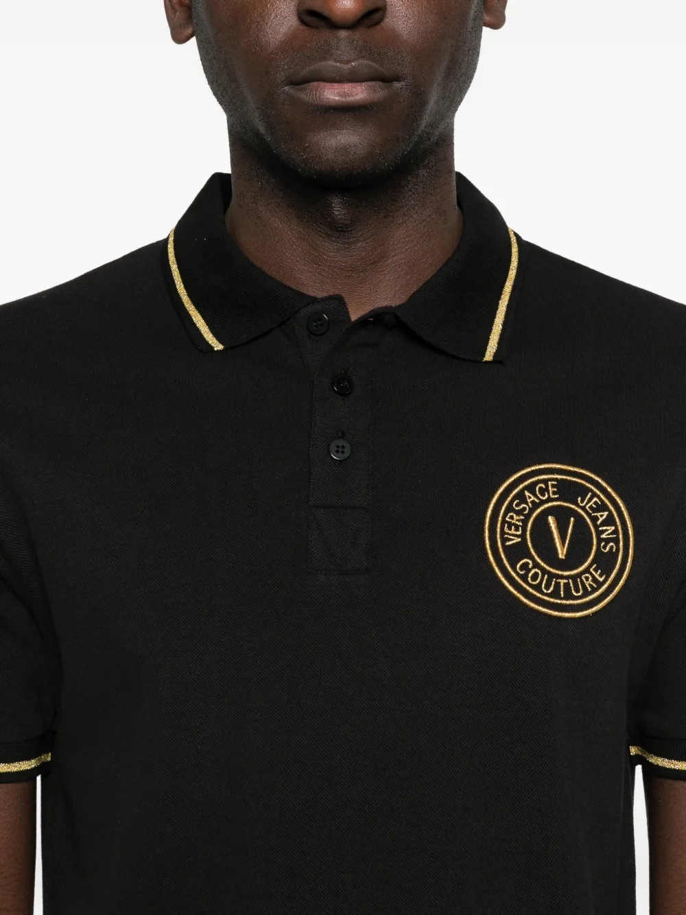 Versace Jeans Couture Poloshirt met logo-applicatie Zwart