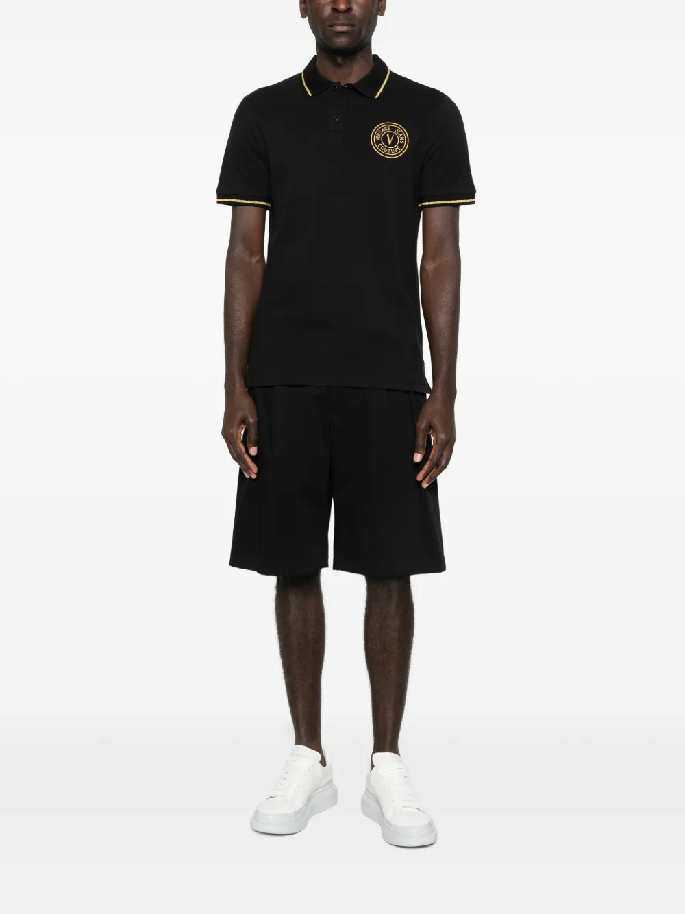 Versace Jeans Couture Poloshirt met logo-applicatie Zwart