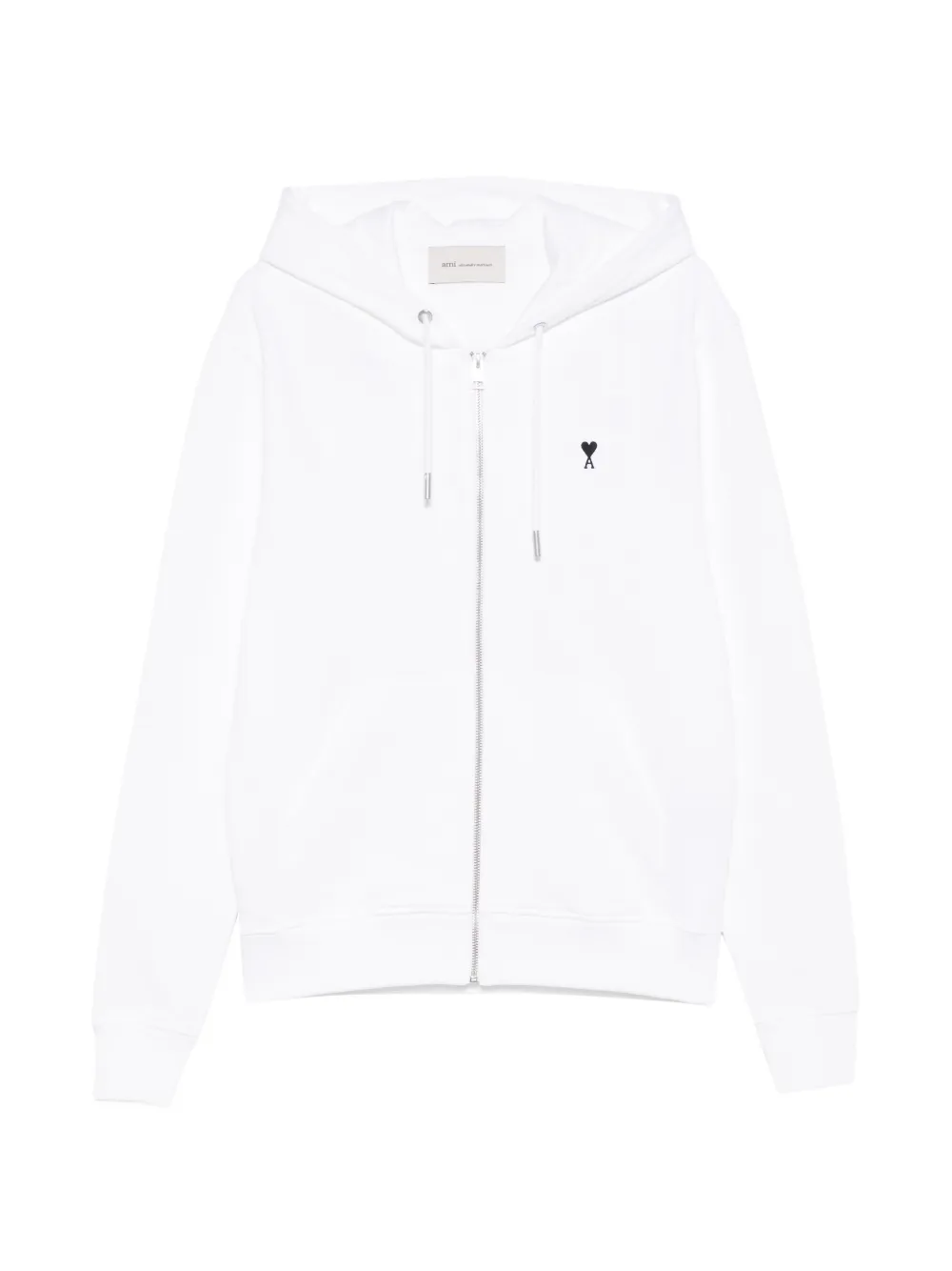 AMI Paris embroidered-logo zip-up hoodie - White
