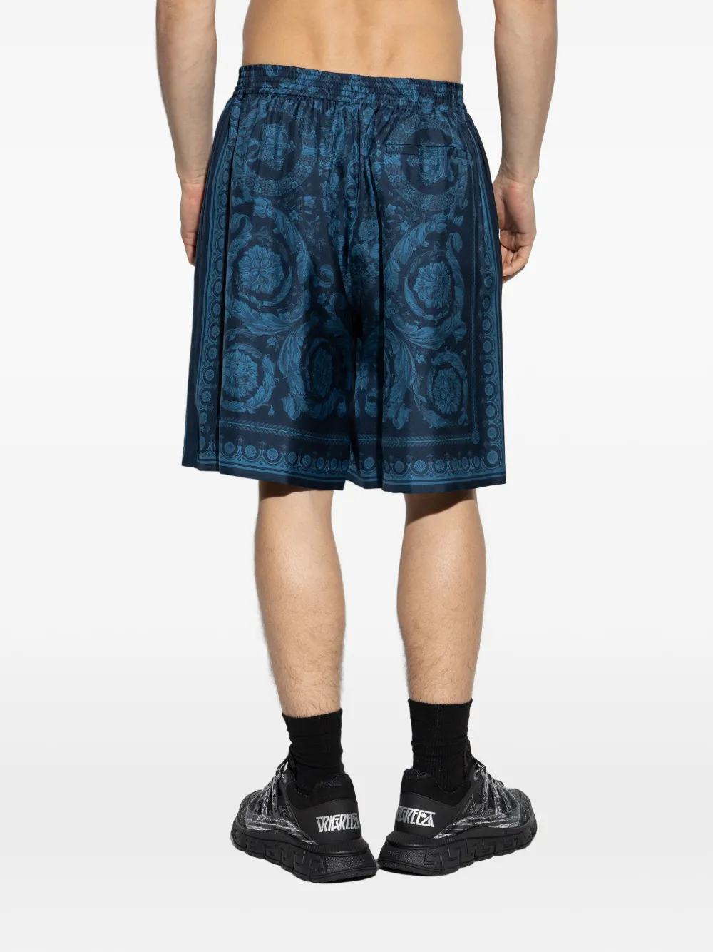 Versace Shorts met bloemenprint Blauw