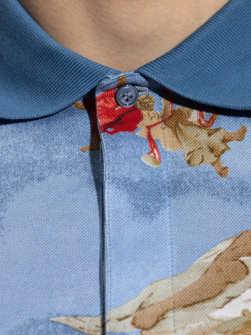 Versace Piqué katoenen poloshirt met print Blauw