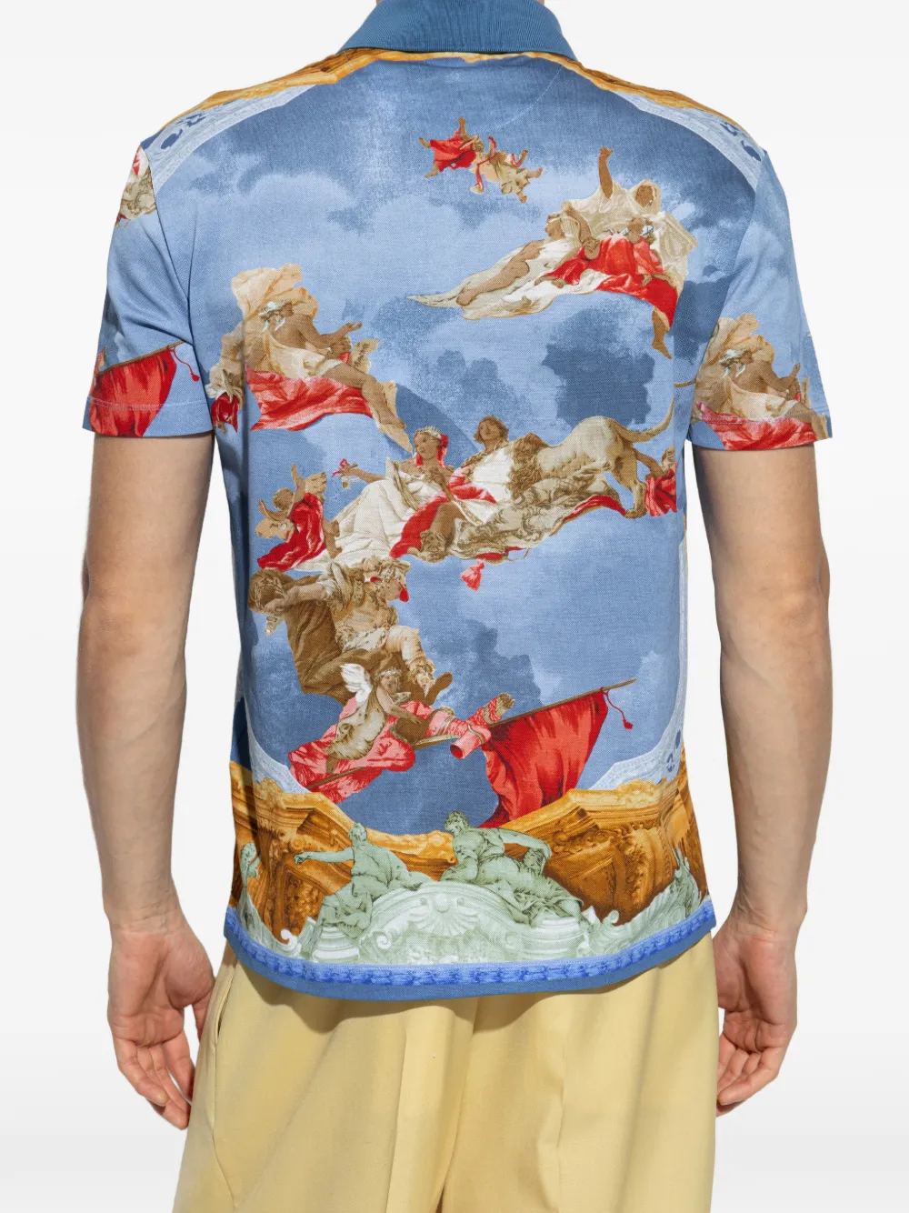 Versace Piqué katoenen poloshirt met print Blauw