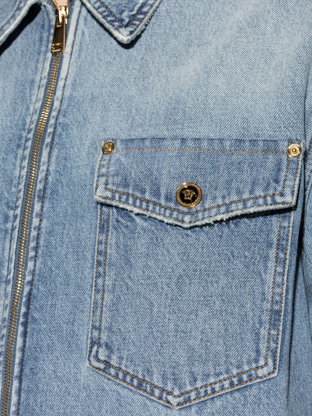 Versace Overhemd met borstzak en rits Blauw