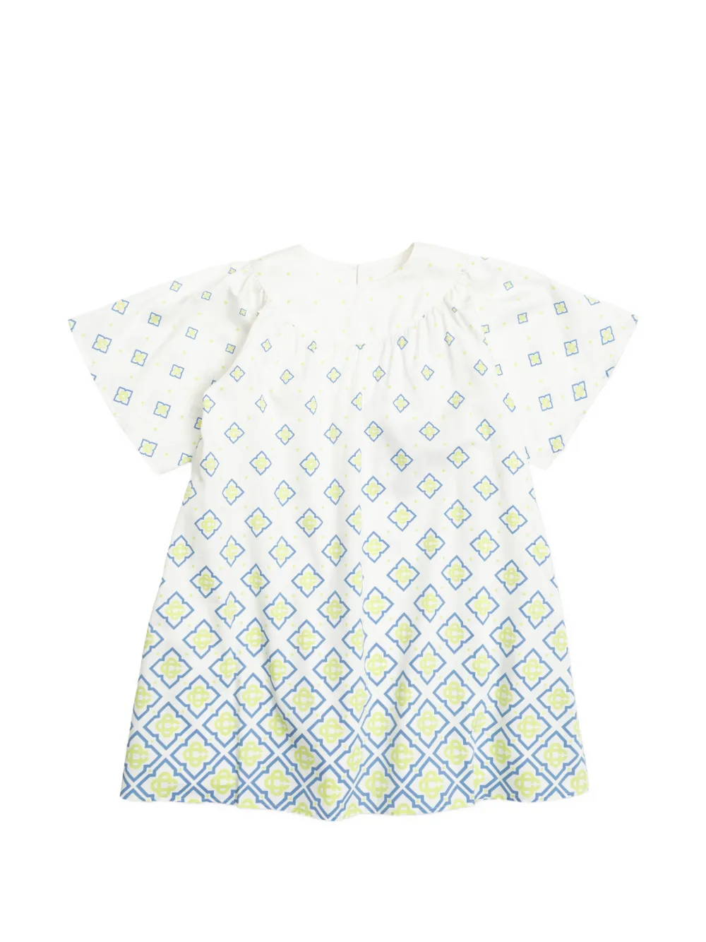 CASABLANCA KIDS monogram-pattern short-sleeve dress - Bianco