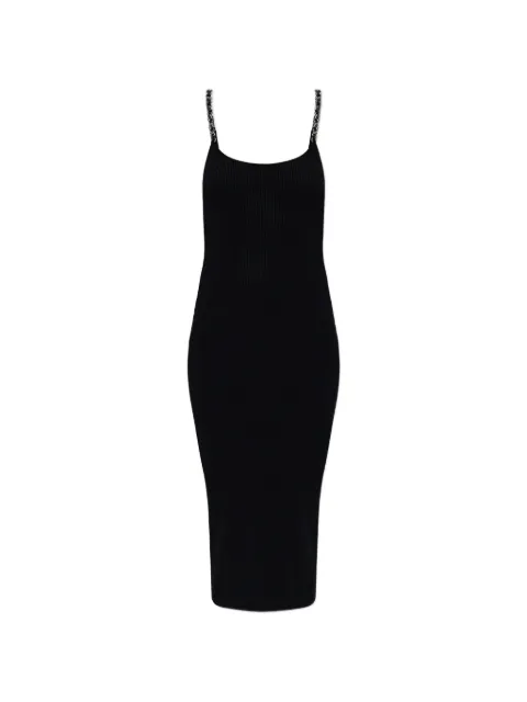 Michael Michael Kors vestido midi tejido de canalé con correas de cadenas