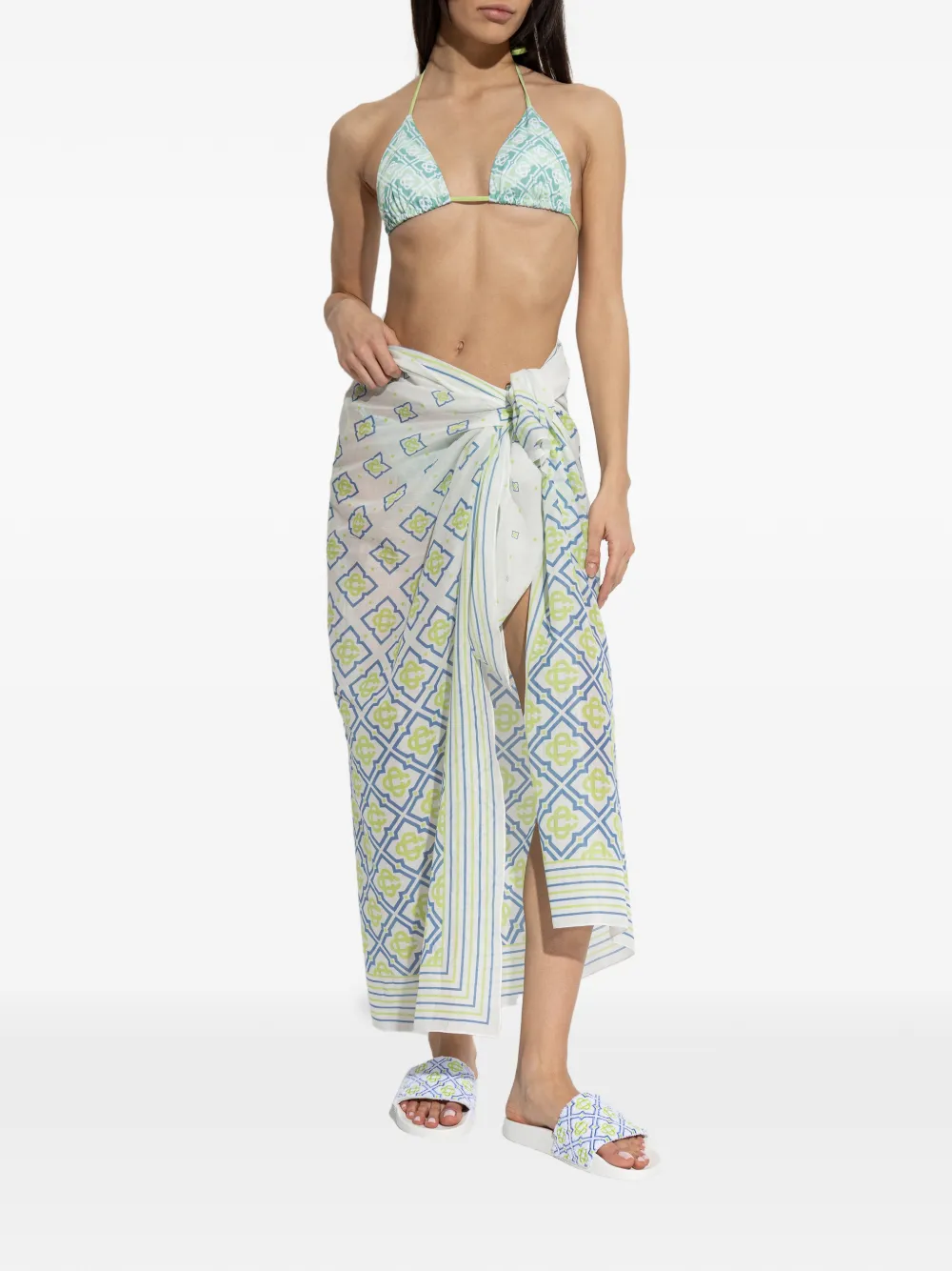 Casablanca Pareo met monogramprint Wit