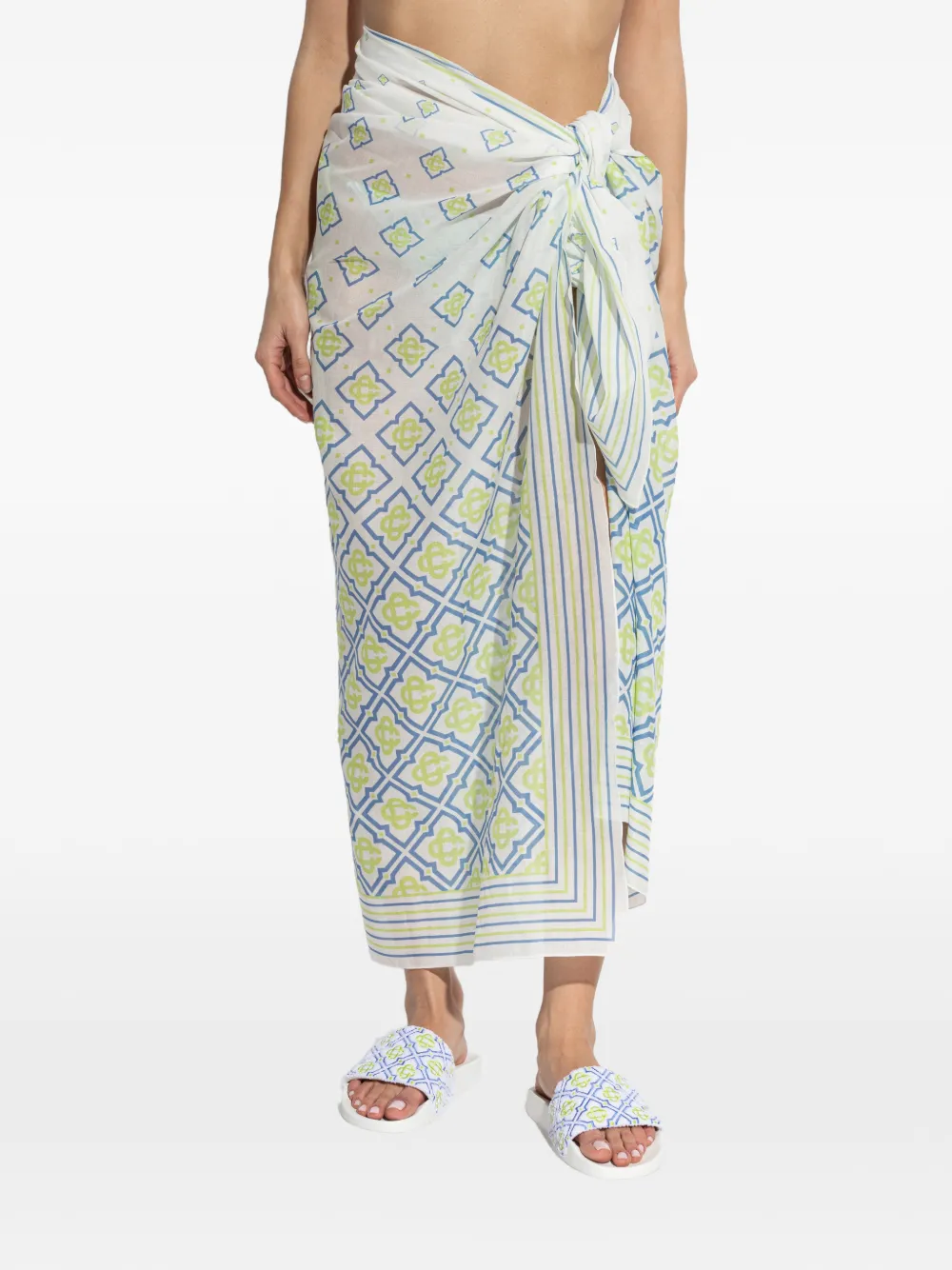 Casablanca Pareo met monogramprint Wit