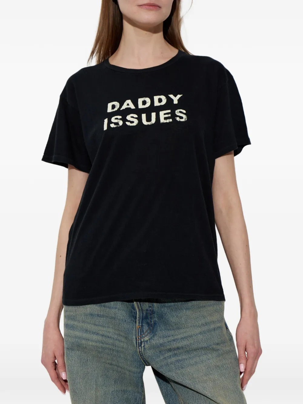 R13 T-shirt met tekst patroon Zwart
