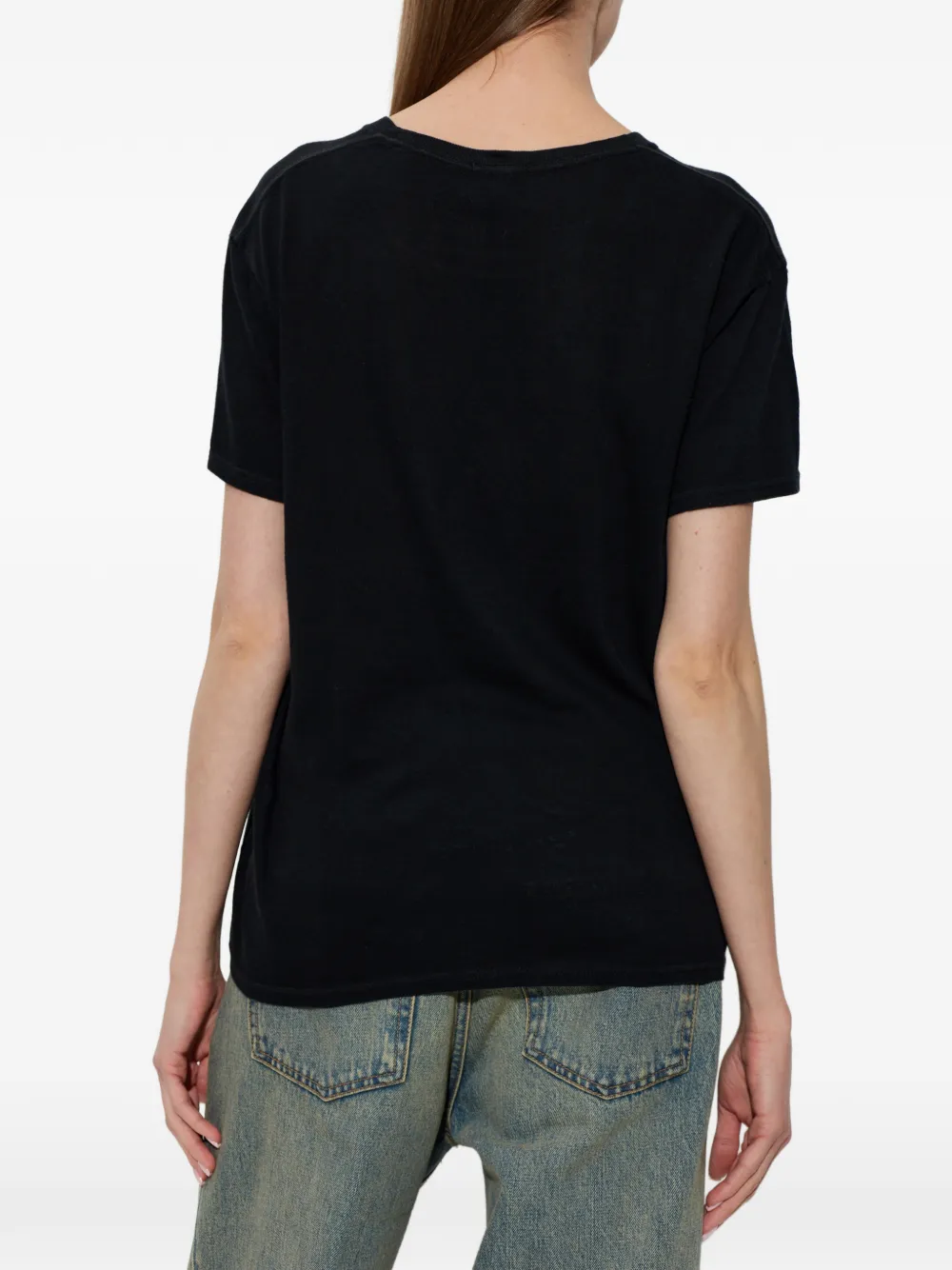 R13 T-shirt met tekst patroon Zwart