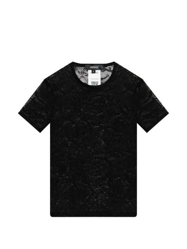 VERSACE Tシャツ L ブラック Versace Laced T-shirt | Black | FARFETCH