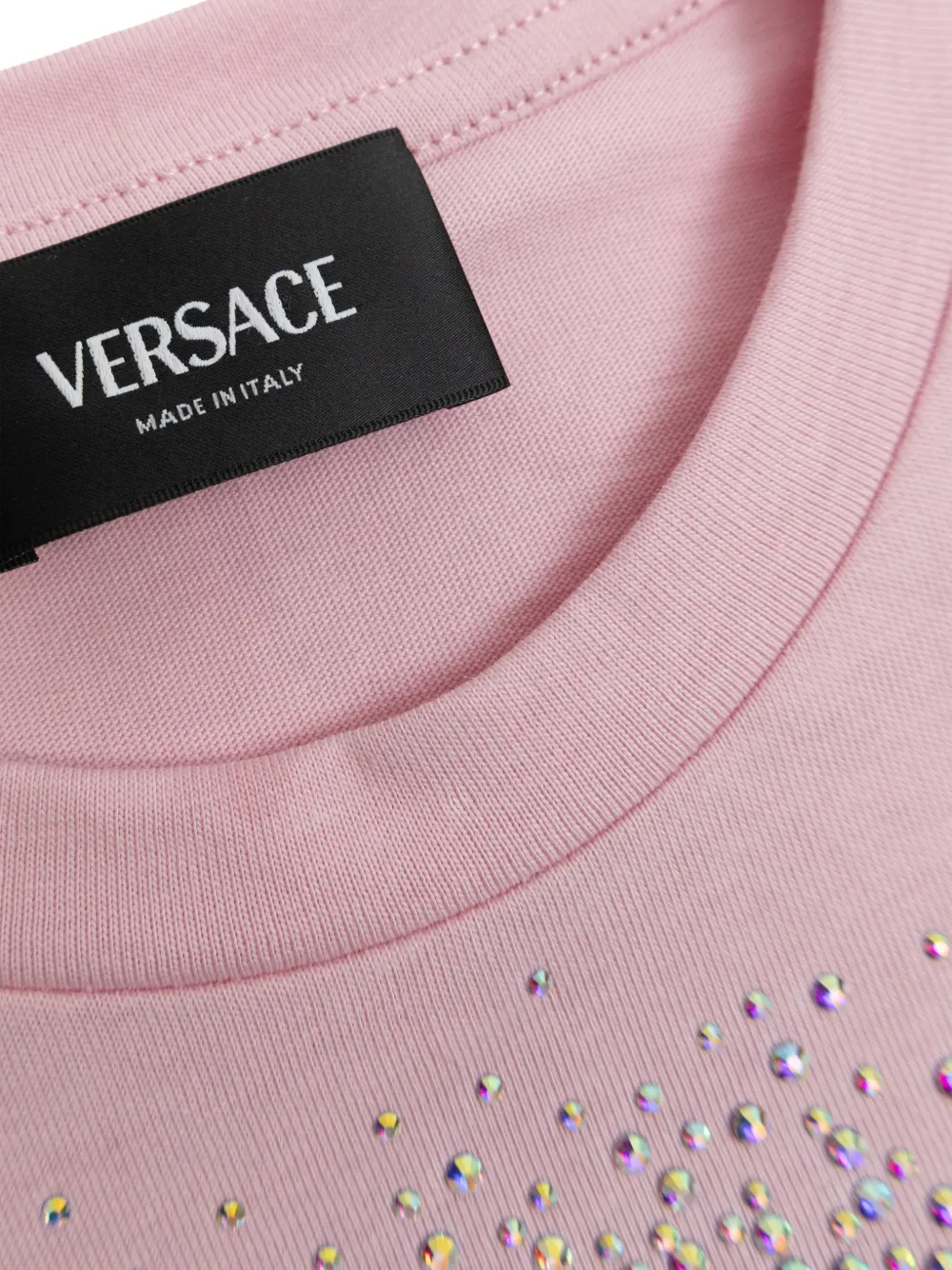  Versace Kids Embellished Logo-motif T-shirt - Pink 