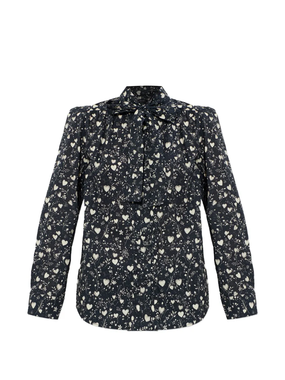 R13 bow-detail heart-print shirt - Nero