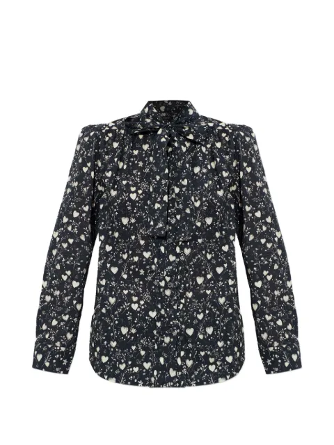 R13 보우 디테일 하트 프린트 셔츠