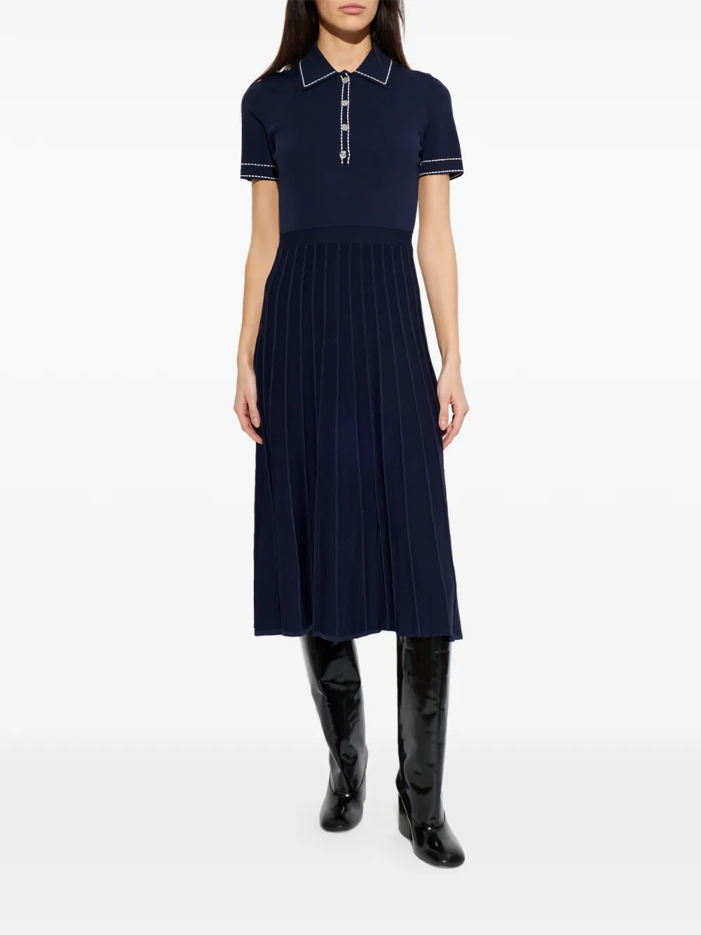  Michael Michael Kors Contrast-stitching Midi Dress - Blue 