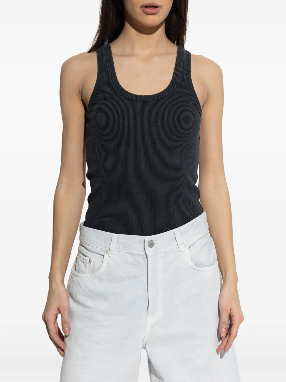 Haikure Gem ribgebreide tanktop Zwart