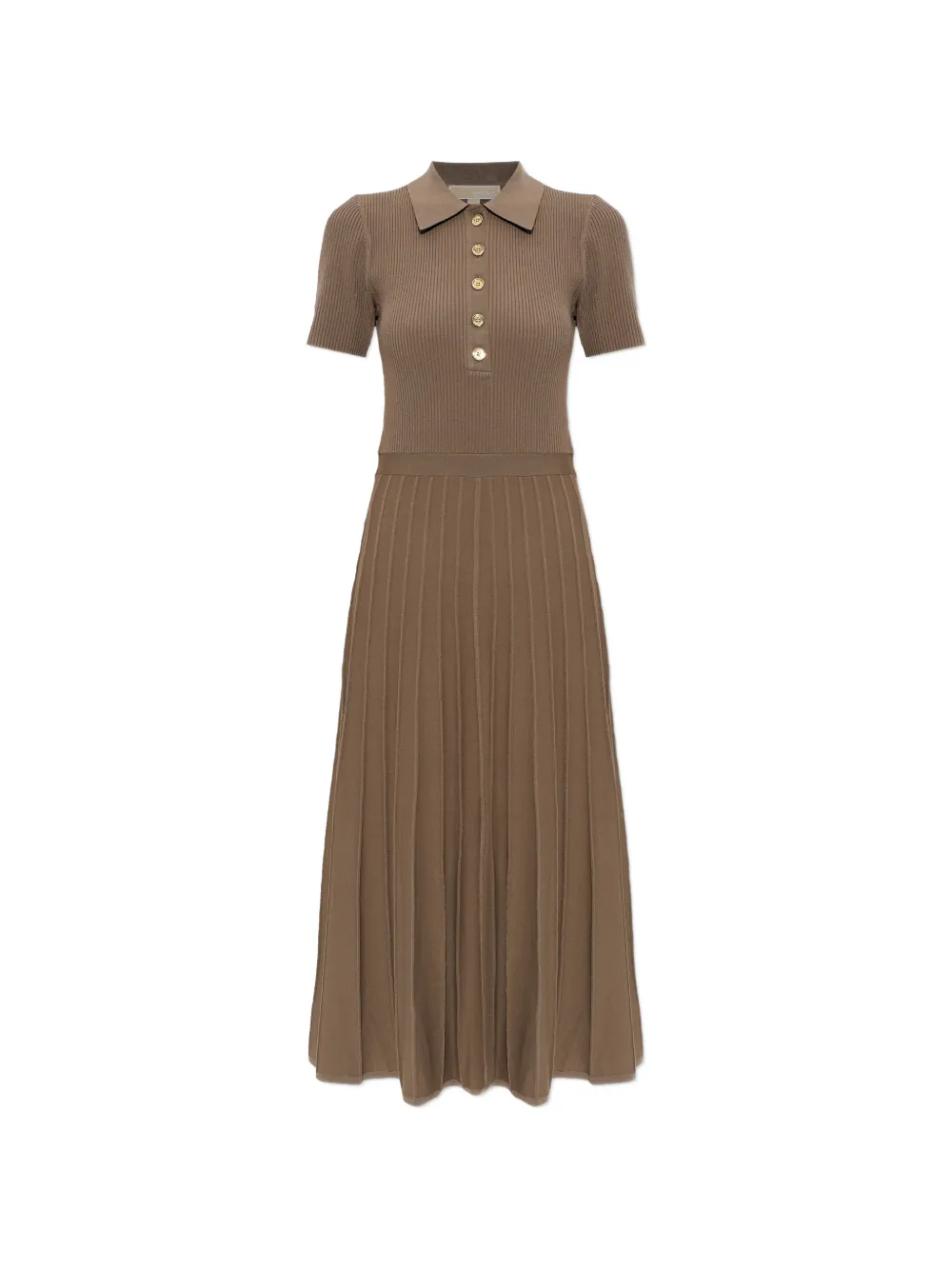 Michael Michael Kors half-button pleated midi dress - Marrone