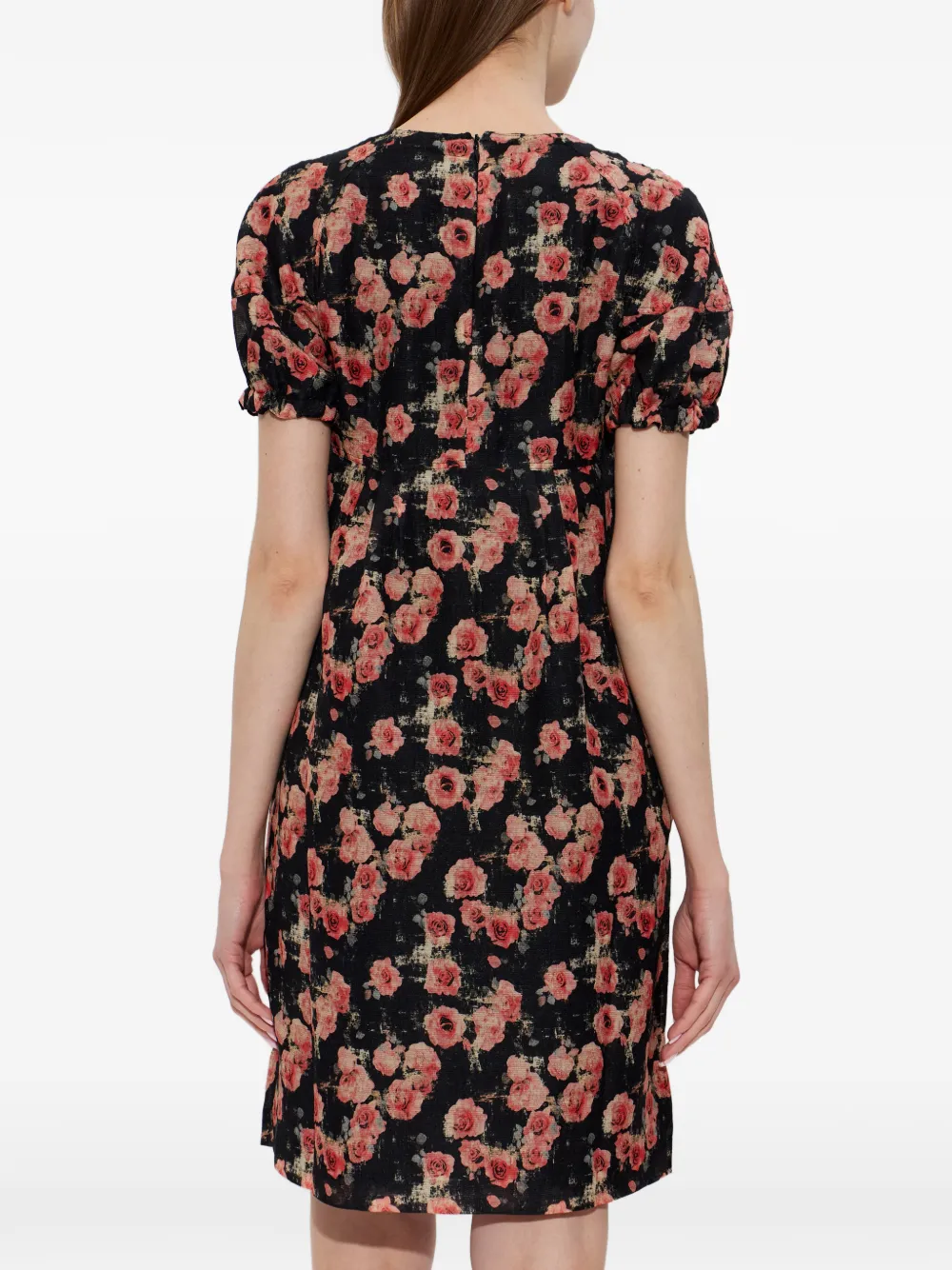 Rose-Print Mini Dress