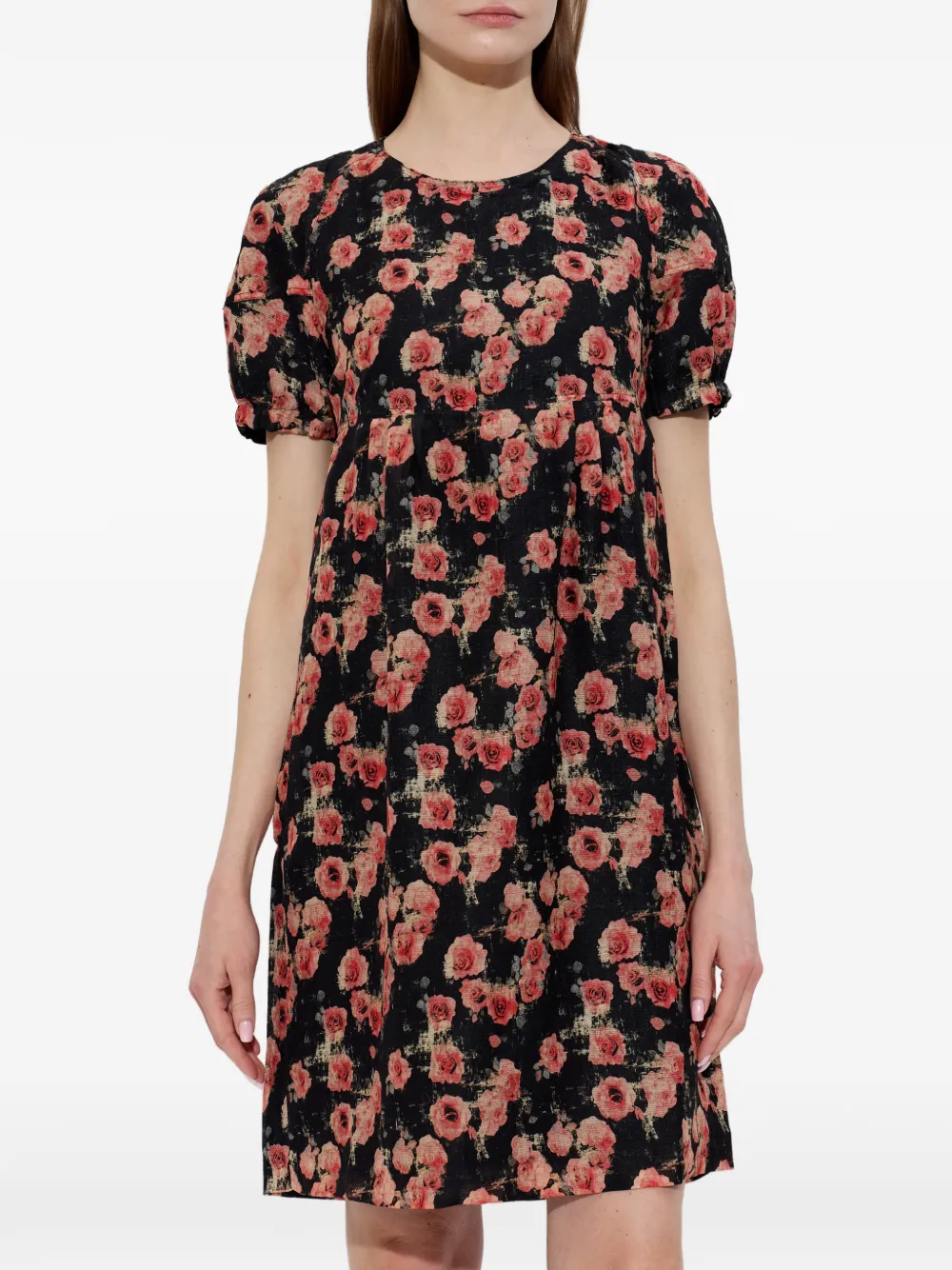 Rose-Print Mini Dress