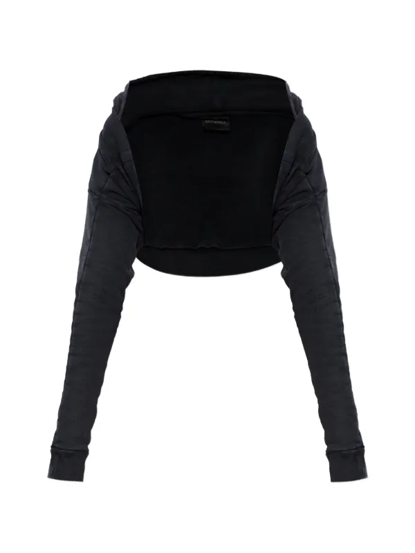 Balenciaga Gathered Long-sleeves Hoodie in Black