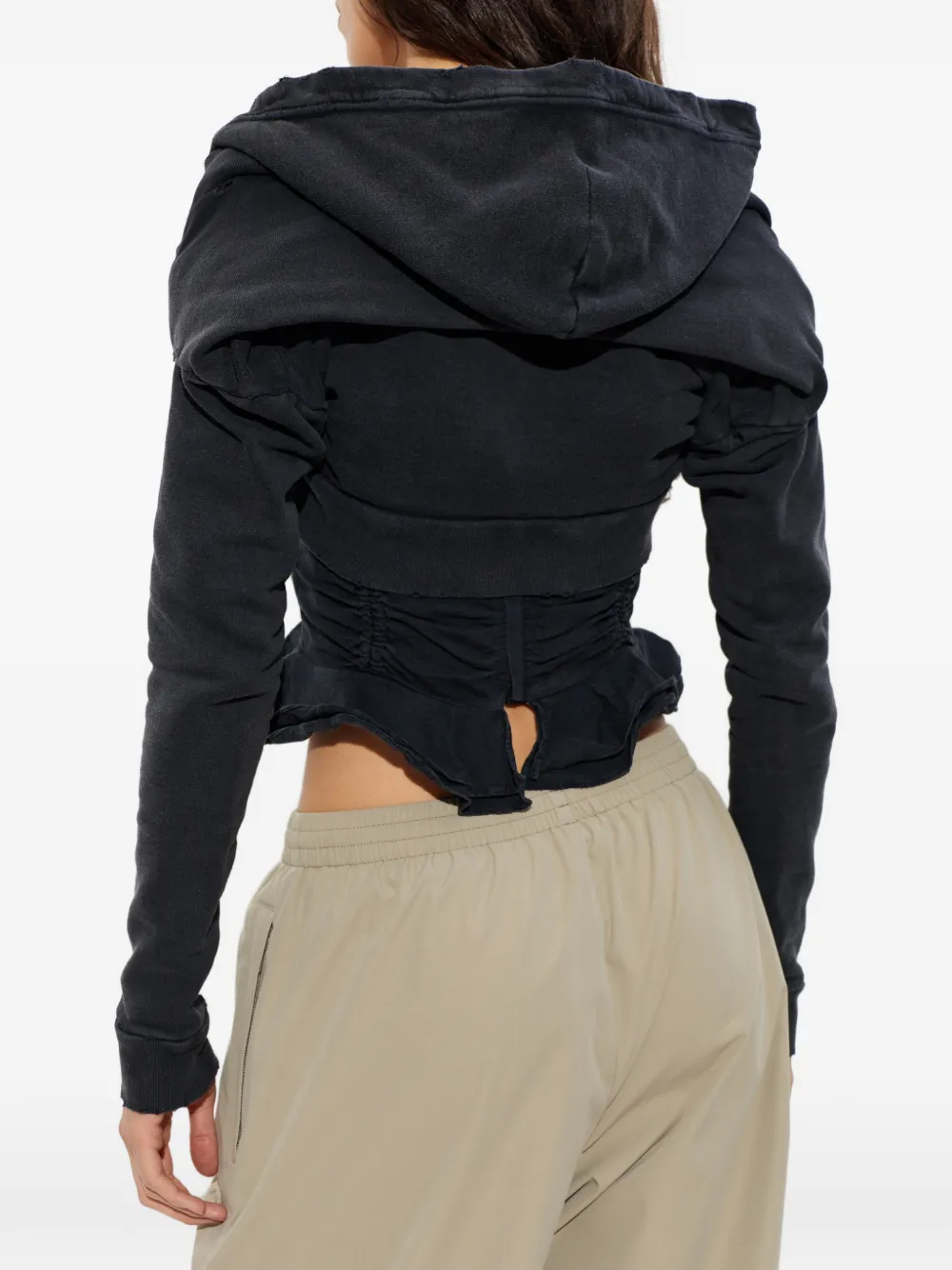 Balenciaga Gathered Long-sleeves Hoodie in Black, view 4