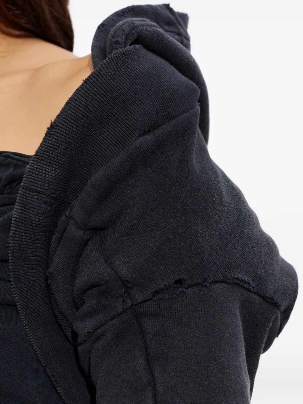 Balenciaga Gathered Long-sleeves Hoodie in Black, view 5