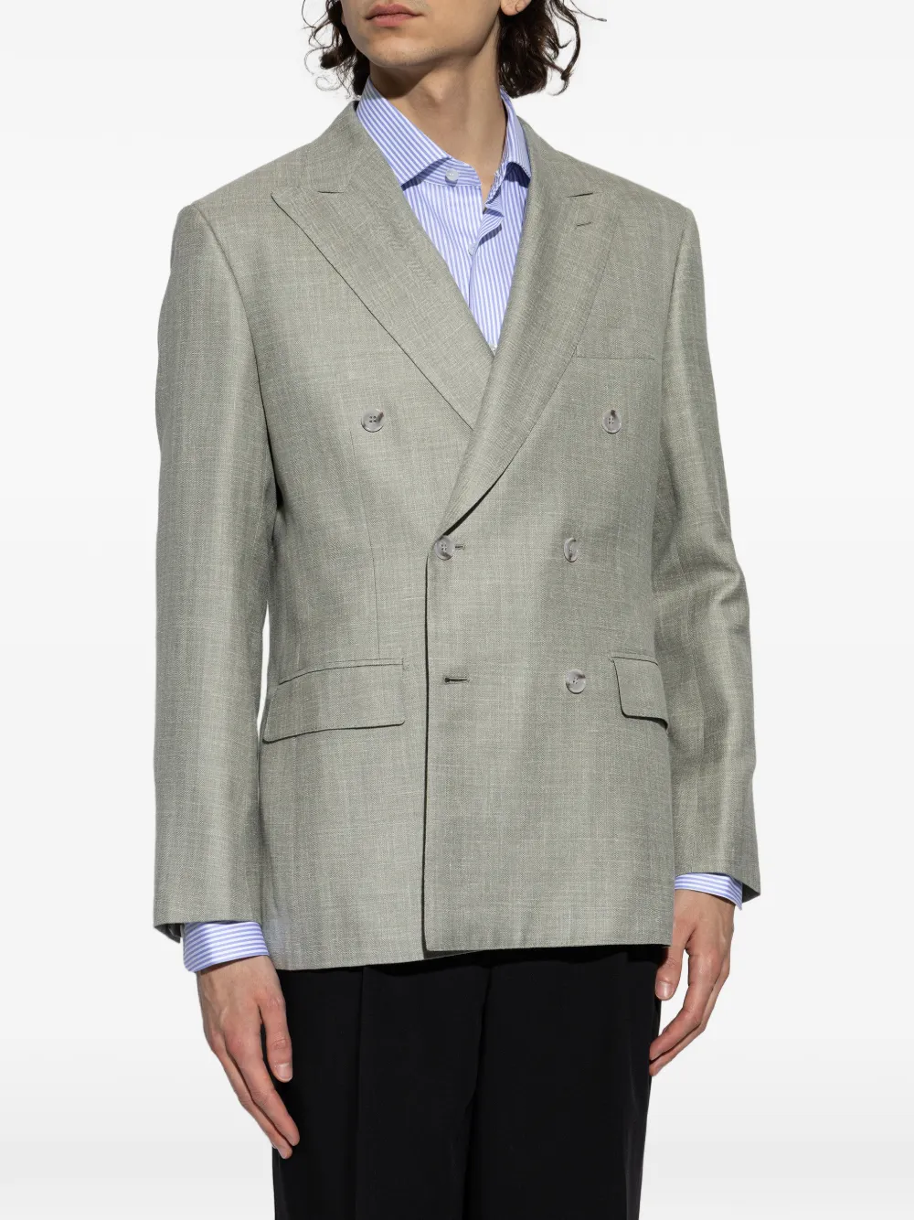  Brioni Double-breasted Blazer - Grey 