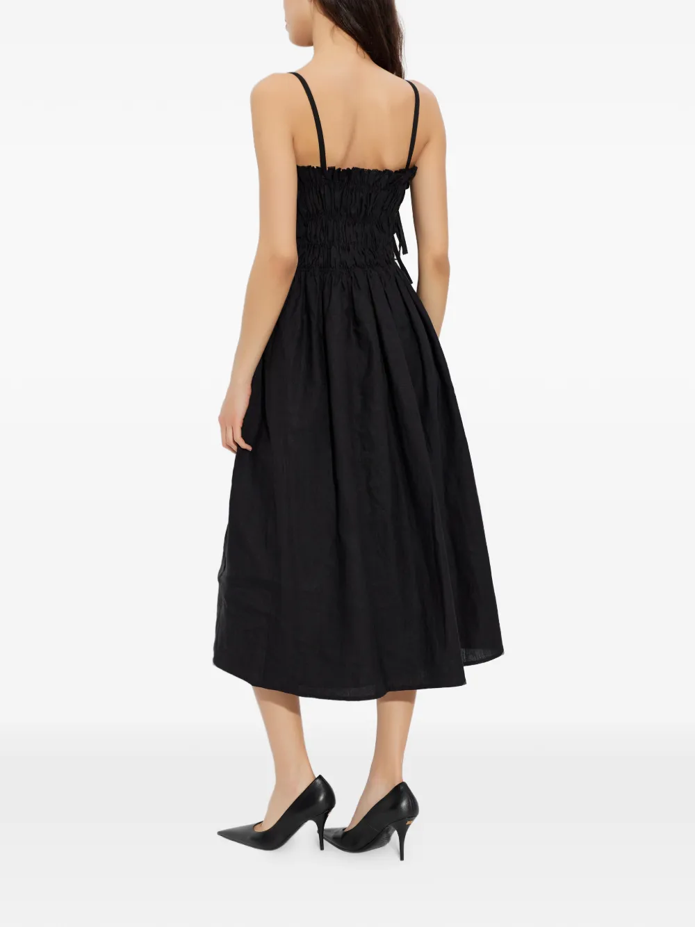 Cult Gaia Midi-jurk met ruches en strik Zwart