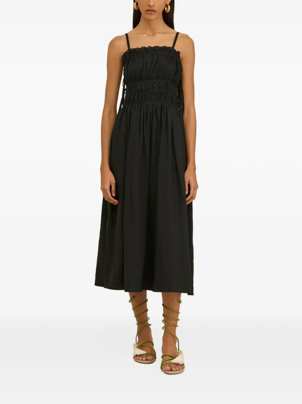 Cult Gaia ruffled tie midi dress - Nero