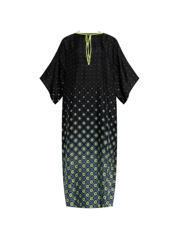 Casablanca Degrade Monogram Silk Kaftan in Black