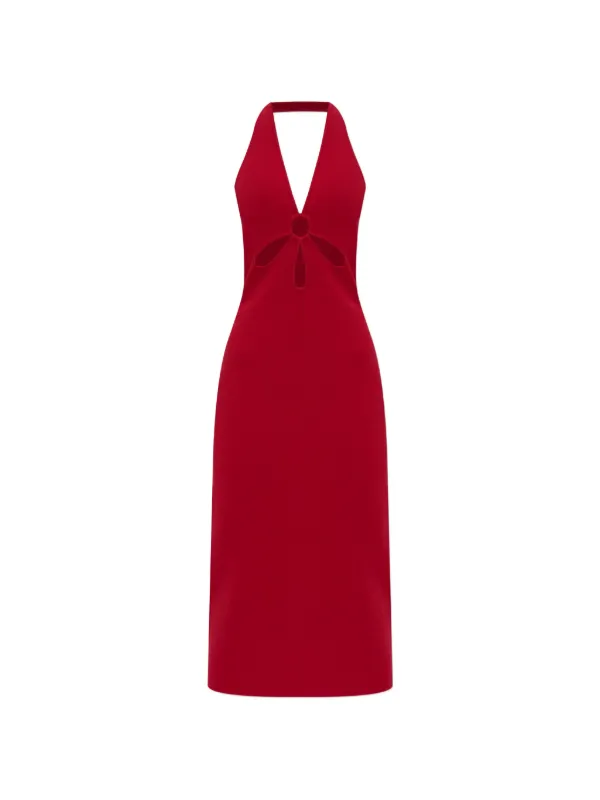 mustard halter dress Halter Tie Maxi Dress (Mustard) 1x / Mustard main image 1
