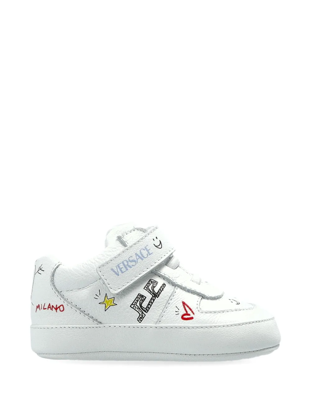 Versace Kids Sneakers met grafische print en bandjes Wit