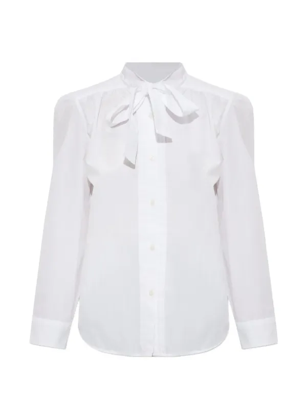 R13 Tie-detail Long-sleeve Shirt in White